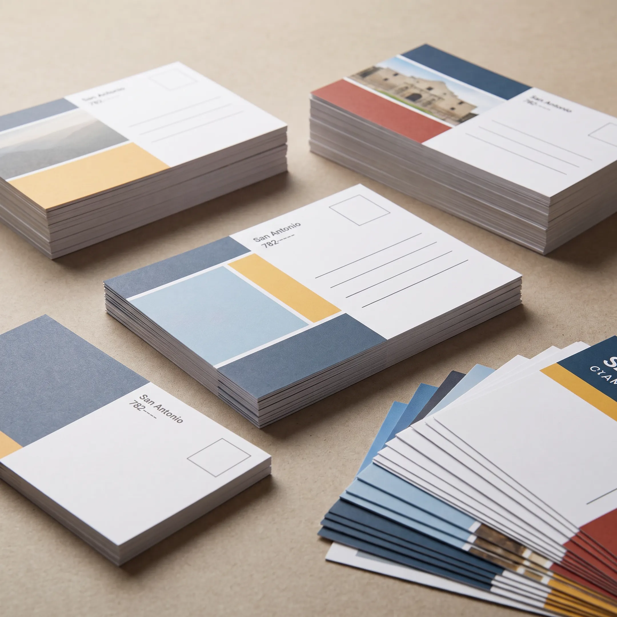 Direct mail postcards and brochures prepared for a local advertising campaign