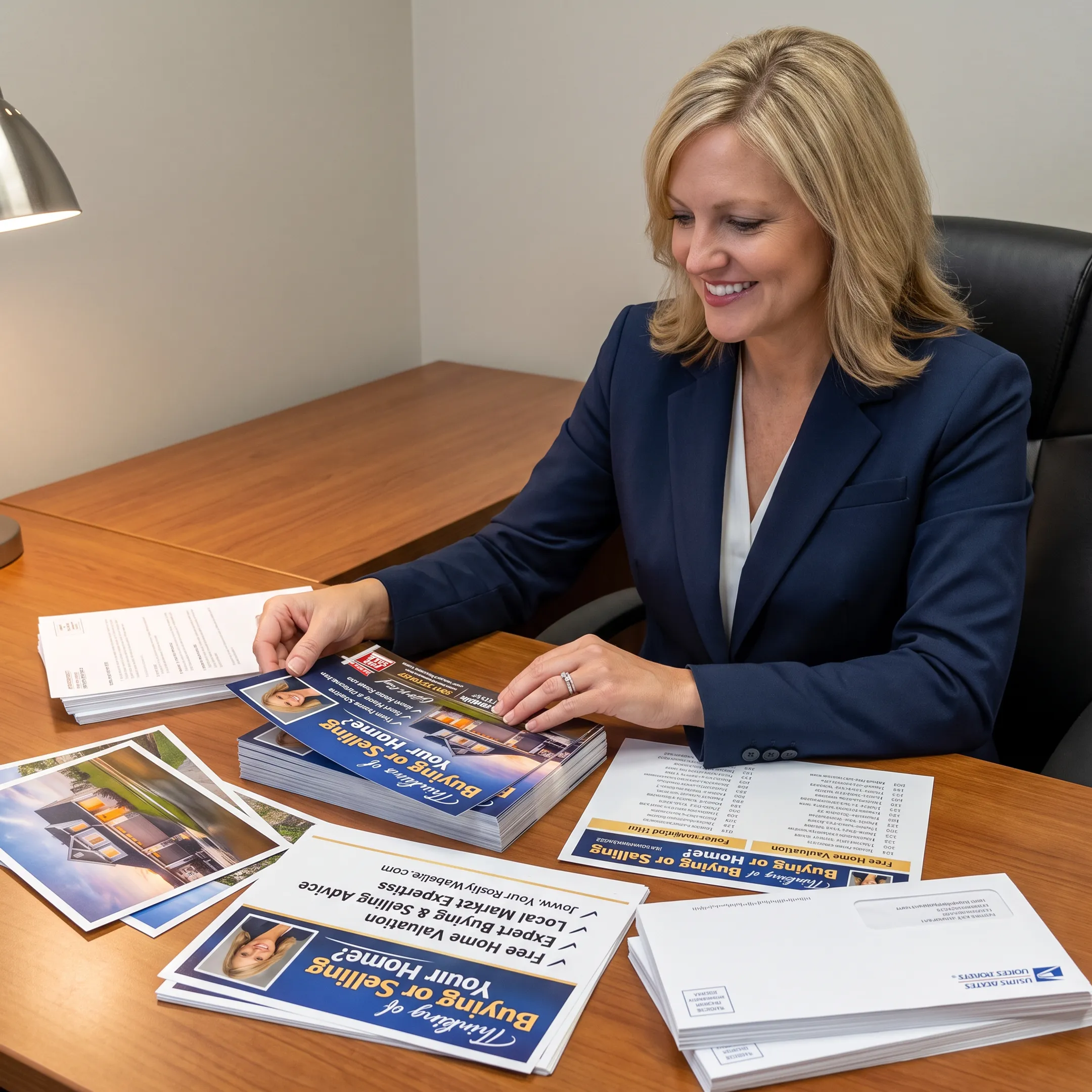Agent preparing a targeted expired listing postcard campaign for local homeowners