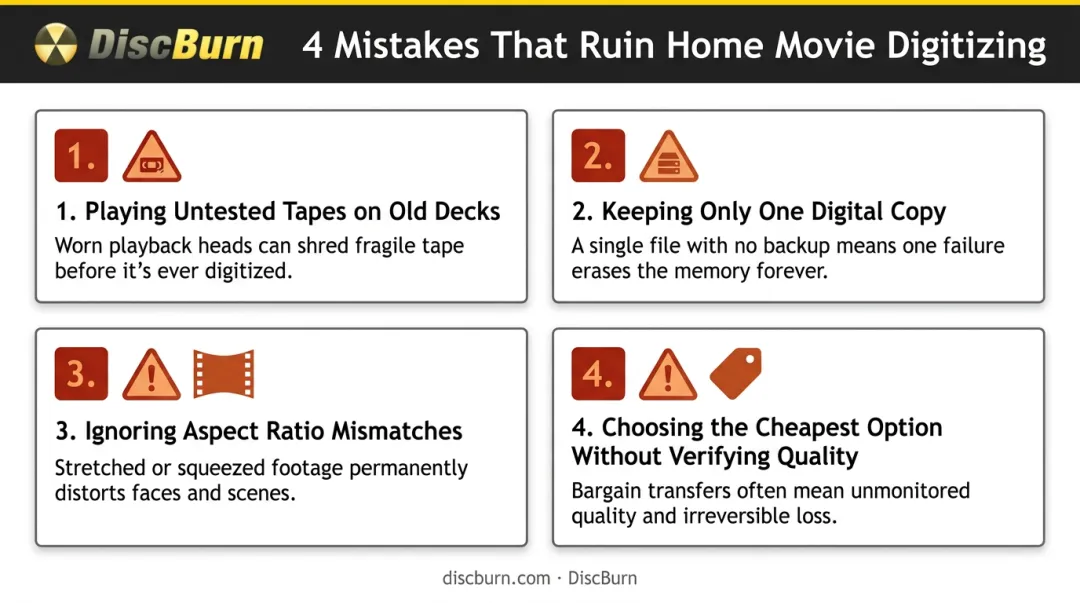 Four common home movie digitization mistakes to avoid infographic
