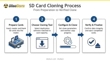 4-step SD card cloning process from preparation to verification