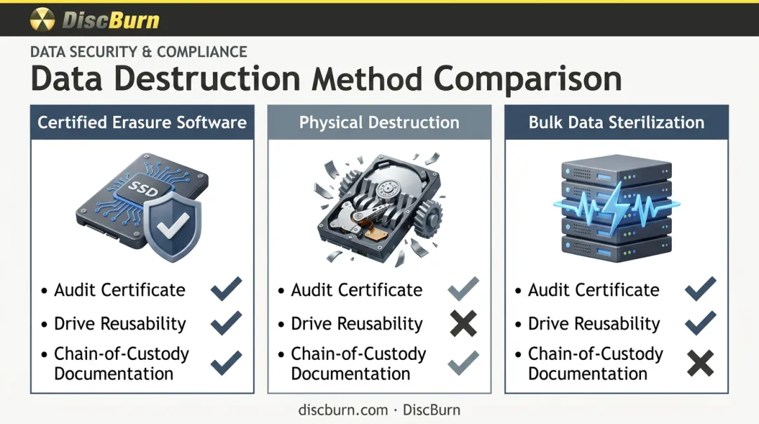 Three professional alternatives to DIY data wiping compared