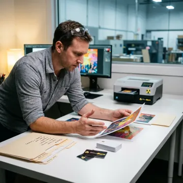 Designer preparing artwork for USB music cards