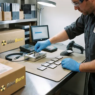Technician preparing custom CompactFlash cards