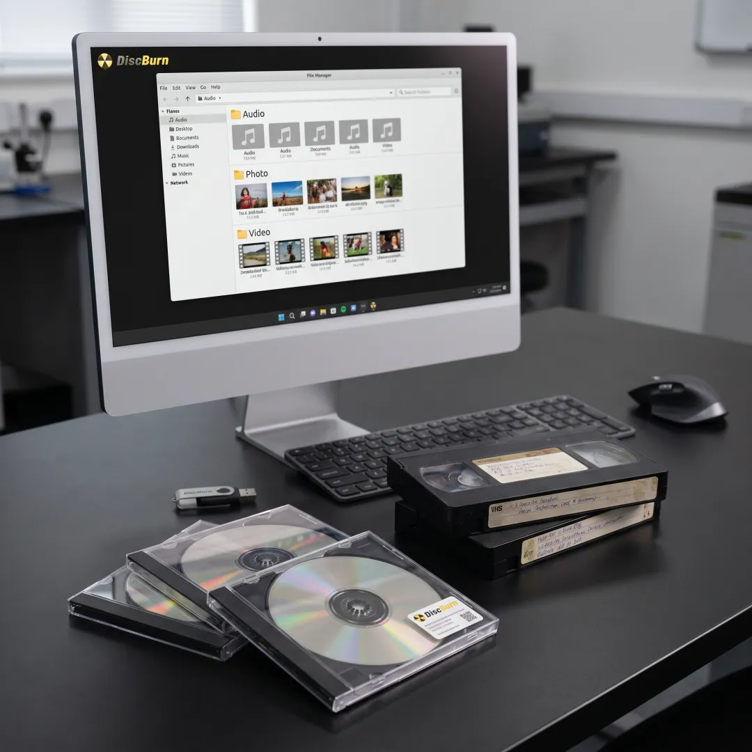 Digital files created from CDs and video tapes