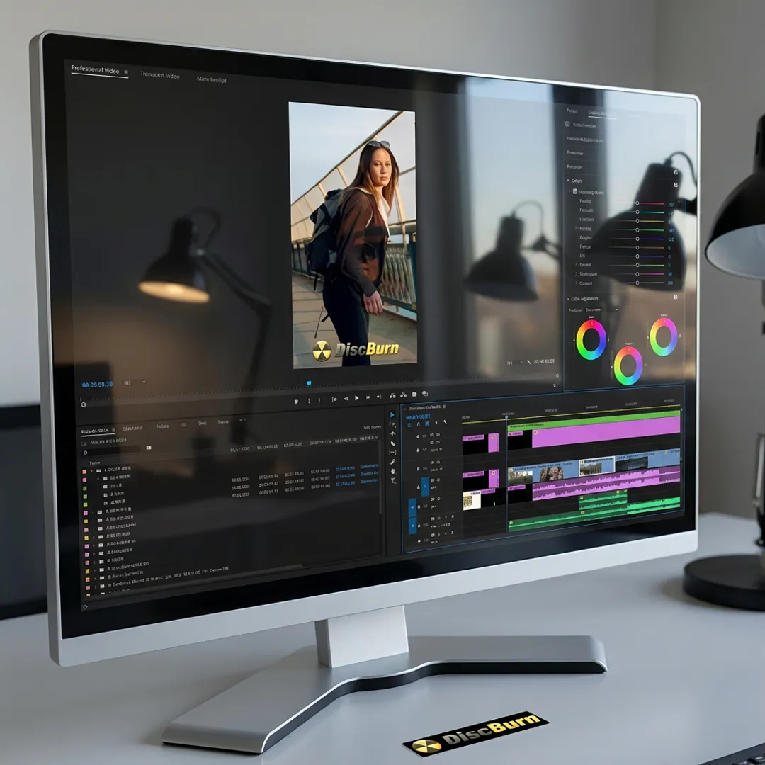 Finished social video on editing monitor