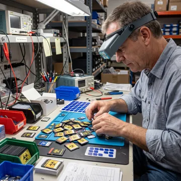 Technician preparing branded memory cards