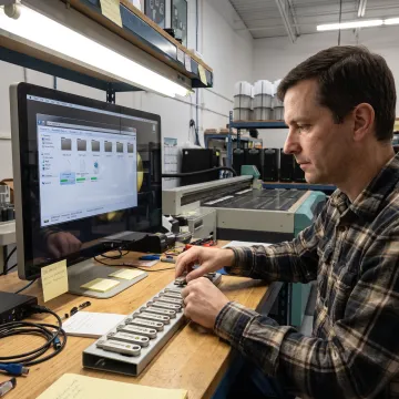 Technician preparing custom USB drives