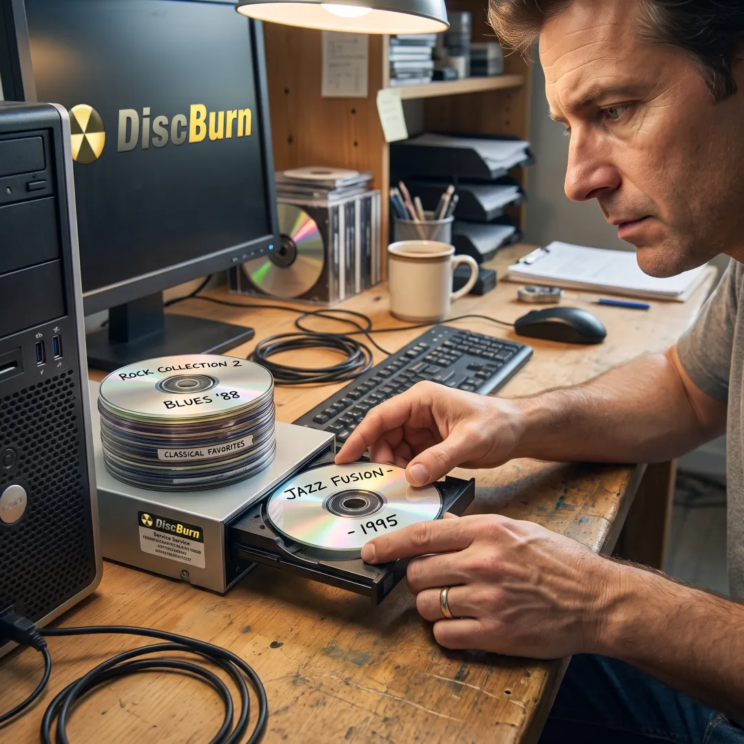 Compact discs being converted to digital audio files