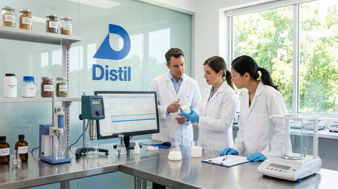 Distil personal care formulation team working on outdoor sunscreen ingredient development