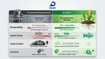 Bio-based versus conventional petrochemical surfactants five-dimension comparison infographic