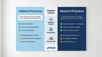 Additive versus reactive flame retardant systems advantages trade-offs comparison infographic