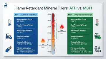 ATH versus MDH mineral filler flame retardant properties side-by-side comparison chart