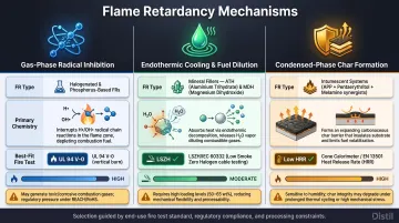 Three flame retardancy mechanisms gas-phase char formation and endothermic cooling comparison