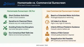Homemade versus commercial sunscreen appropriate use cases side-by-side comparison