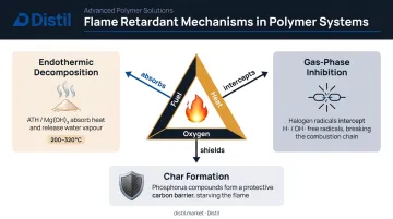 Three FR masterbatch combustion disruption mechanisms endothermic gas-phase and char formation