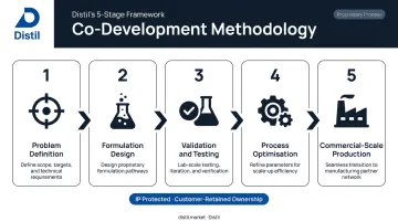 Distil five-stage masterbatch co-development process from problem definition to production