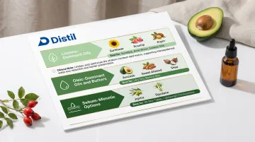Natural emollient selection guide by fatty acid profile and skin type