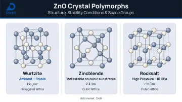 Three zinc oxide crystal polymorphs comparison wurtzite zincblende rocksalt structures