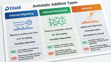 Three antistatic additive types comparison internal migrating permanent and external