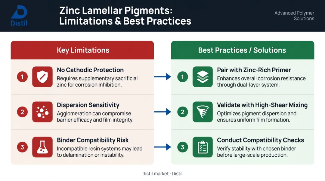 Three ZnO coating limitations and best practice solutions paired diagram infographic