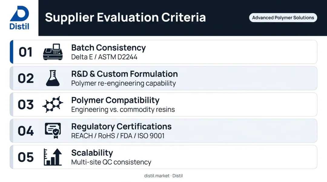 5-criteria color masterbatch supplier evaluation checklist for procurement teams