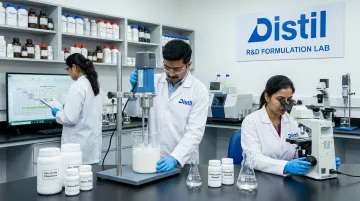 Distil personal care team formulating non-nano zinc oxide sunscreen dispersion in laboratory
