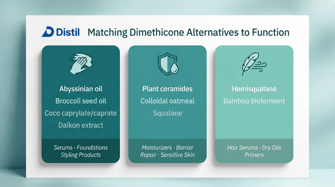 Three functional profiles for choosing dimethicone alternatives in skin and hair formulations