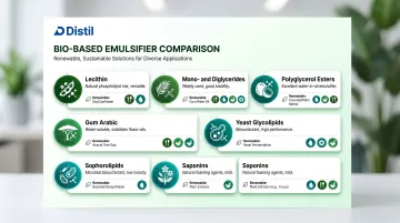 Seven common bio-based emulsifiers sources and primary industry sectors comparison