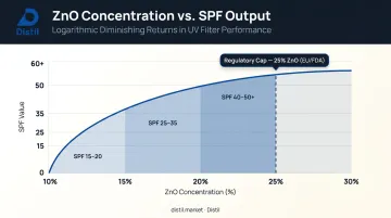 ZnO concentration versus SPF logarithmic curve relationship chart infographic