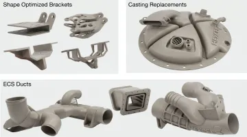 Lightweight 3D-printed polymer aerospace components installed in commercial aircraft interior