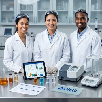 Scientists reviewing specialty chemical formulation data in a lab