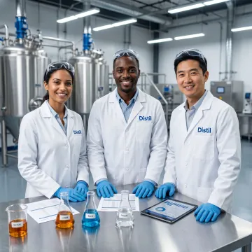 Private label chemical manufacturing team in production facility