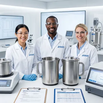 Chemical blending team reviewing custom formulation process