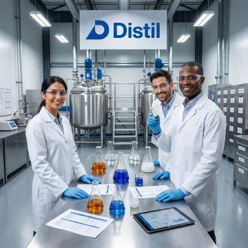 Custom chemical manufacturing team in production facility