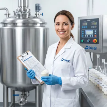 Technician reviewing cosmetic blending process