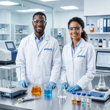 Scientists developing a custom chemical formulation