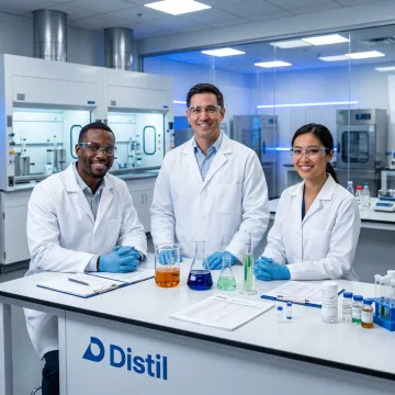 Scientists reviewing specialty chemical formulations in a lab