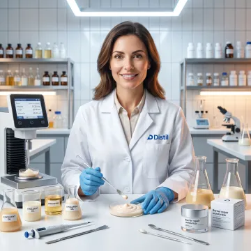 Scientist developing barrier repair emollient formulation