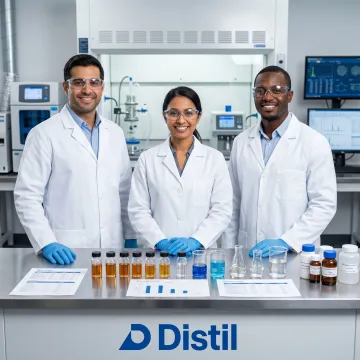Scientists developing specialty chemical formulations in a lab