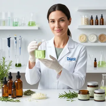 Scientist developing sustainable cosmetic emollient formulation