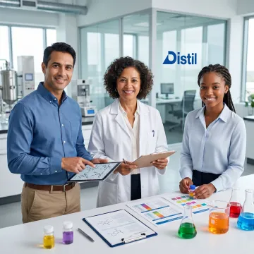 Technical team reviewing specialty chemical solutions