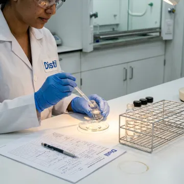 Cosmetic chemist testing silicone alternative emollient