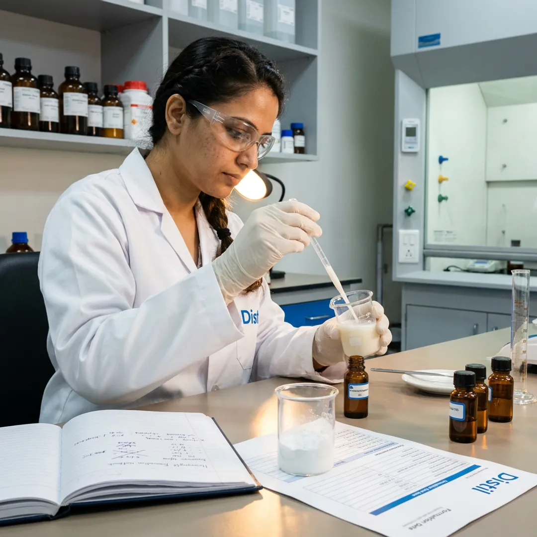 Cosmetic chemist testing skincare ingredients