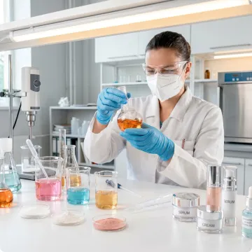 Cosmetic ingredient formulation in a laboratory