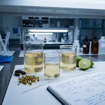 Coco-caprylate caprate cosmetic ingredient in laboratory glassware
