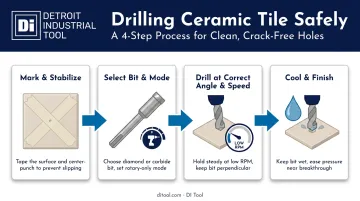4-step process for drilling ceramic tile without cracking it