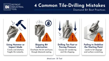 Four common mistakes that crack or chip ceramic tile while drilling
