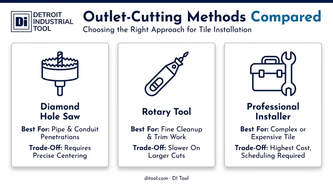 Comparison of three alternative methods for cutting tile around outlets