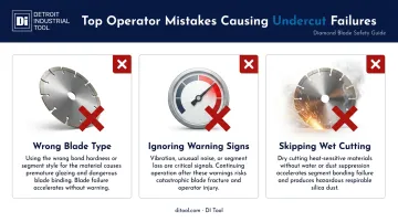 Three common diamond blade safety mistakes on reinforced concrete jobs infographic