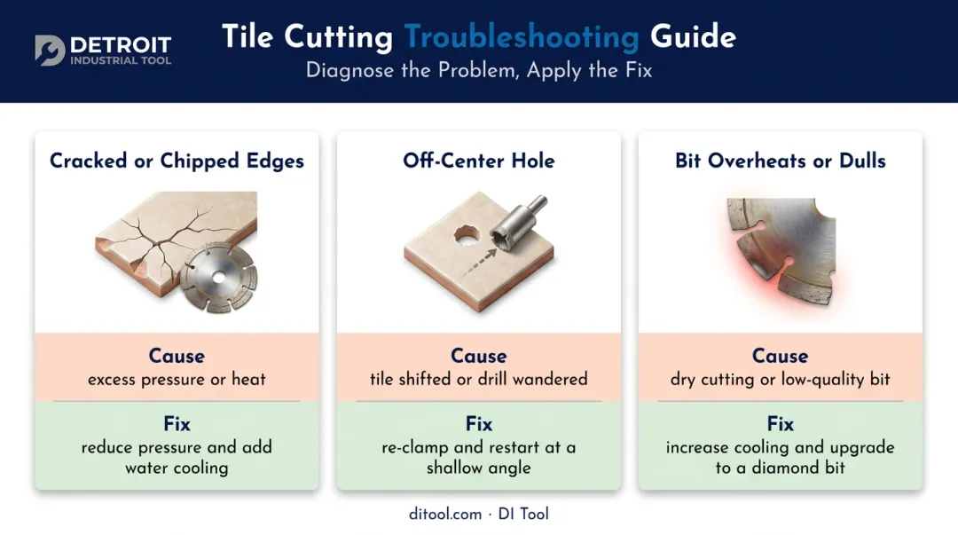 Common tile cutting problems causes and fixes troubleshooting chart